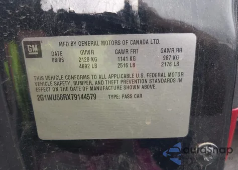 2007 Chevrolet Impala Ltz z USA, uszkodzony, nr VIN 2G1WU58RX79144579